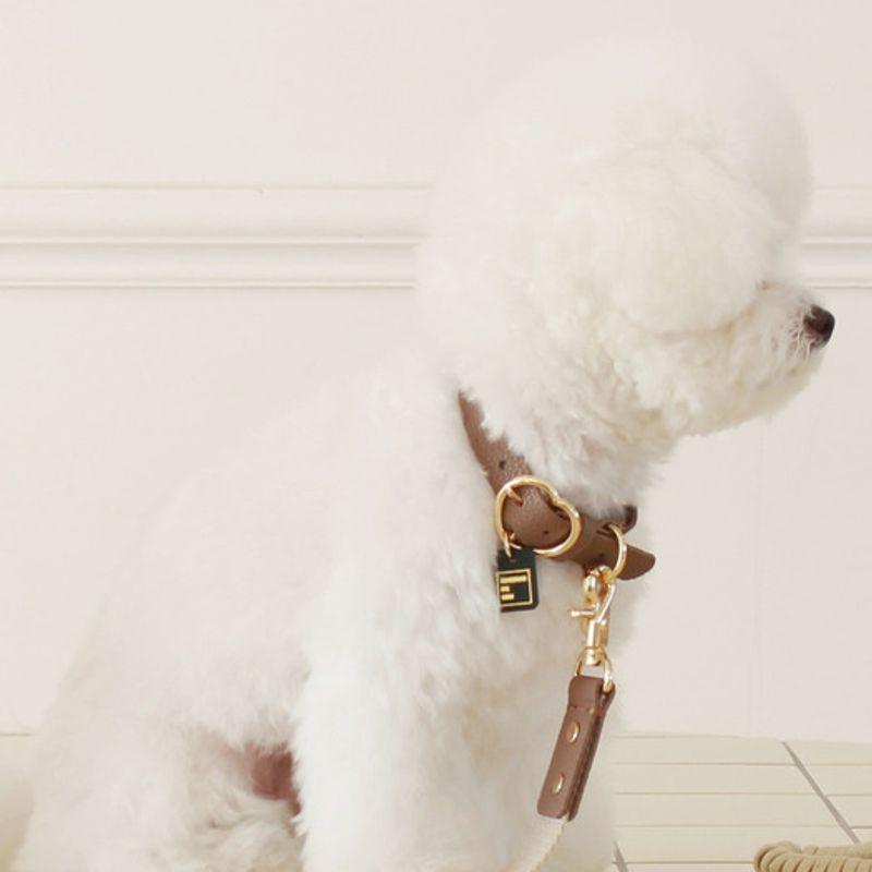 MAISON DE MIU Heart Pendant Collar - Brown