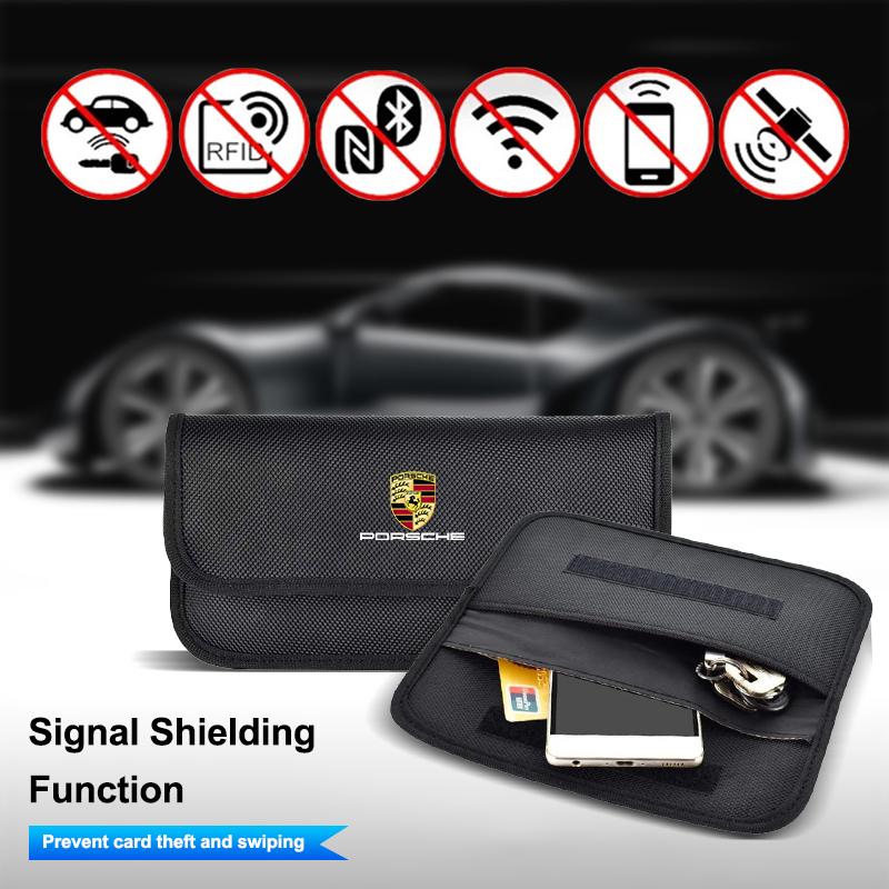 Car Key Signal Blocking Bag Shielding Pouch For Porsche Panamera Spyder Carrera Macan Cayman Cayenne 911 970 981 991 Sticker
