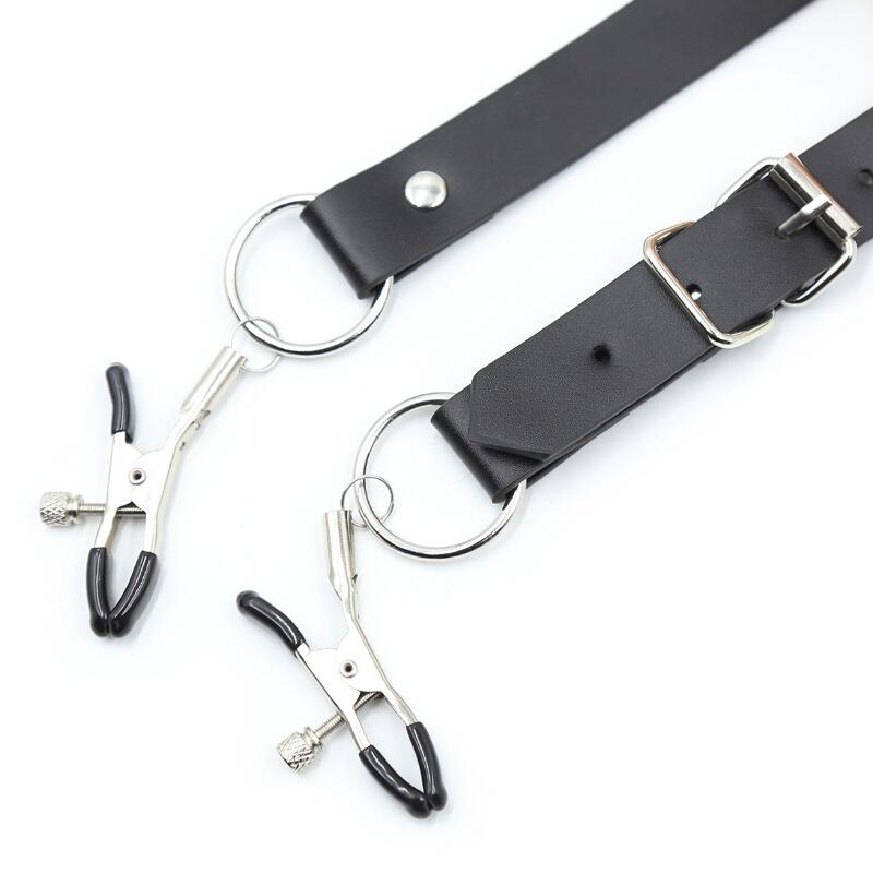 VaHppy Binding Thighs Labia Clamps Breast Clamps With Belt 2PCS PU Sex Toys for Couples SM  Game Props Adult Products
