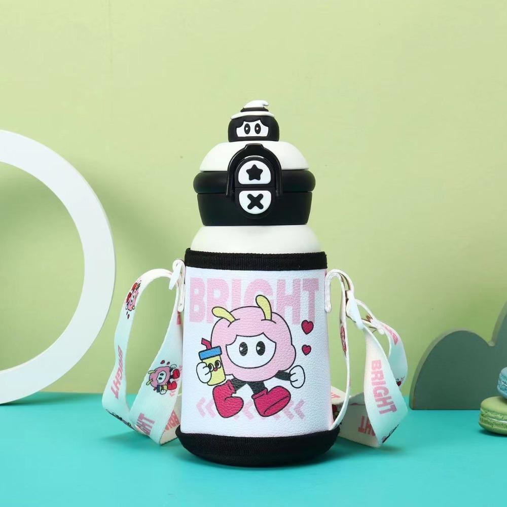 500ml Children Thermal Cup Pop-up Lid Large Capacity Insulated Cup Stainless Steel Cute Cartoon Travel Insulated Bottles
