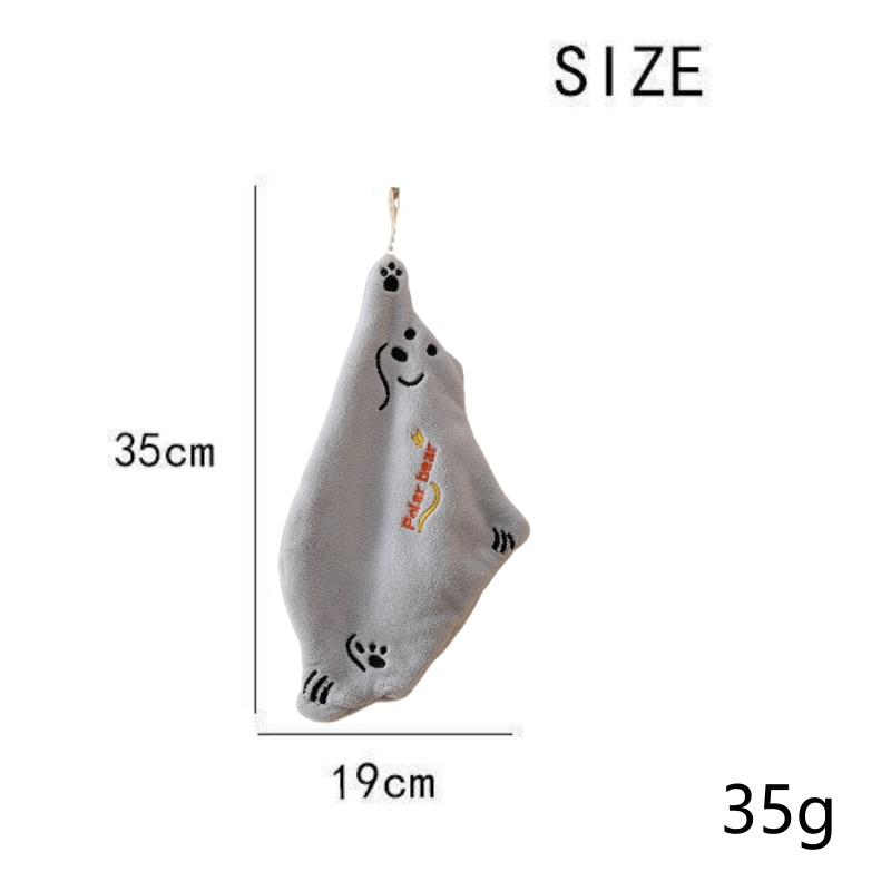 Polar Bear Hand Wiping Towel Super Absorbent Hanging Kitchen Towel Coral Design Thick Cartoon Hand Towel