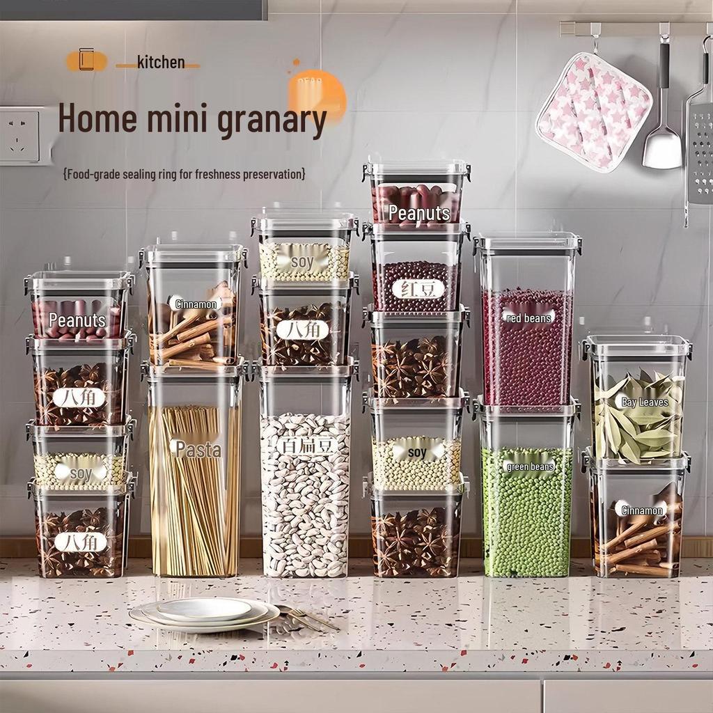 Sealed Transparent Kitchen Storage Jar for Dry Goods: Moisture & Dust-Proof