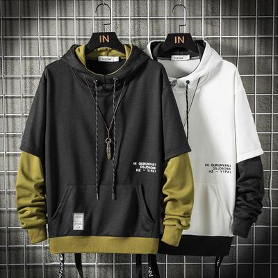 New Patchwork Hooded Sweatshirt Hip Hop Men Pullover Hoodies Streetwear Casual Fashion Clothes Colorblock Hoodie