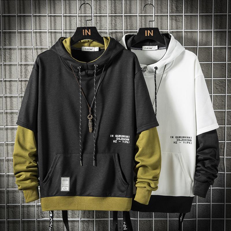 Новая толстовка с капюшоном в стиле пэчворк хип-хоп мужская пуловер уличная одежда повседневная модная одежда худи колор-блок M 3548₽