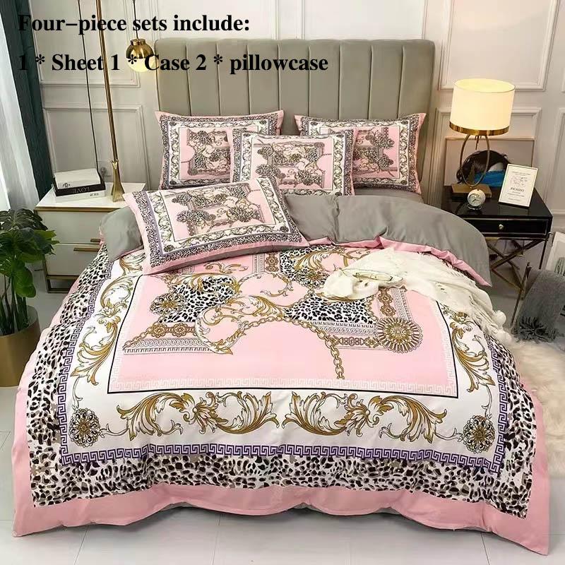 Leka Cotton Four-piece Sheets Were Sleeve Pillowcase Set 1 Light Luxury 1.5 Meters 1.8 Bed Supplies Home Textile