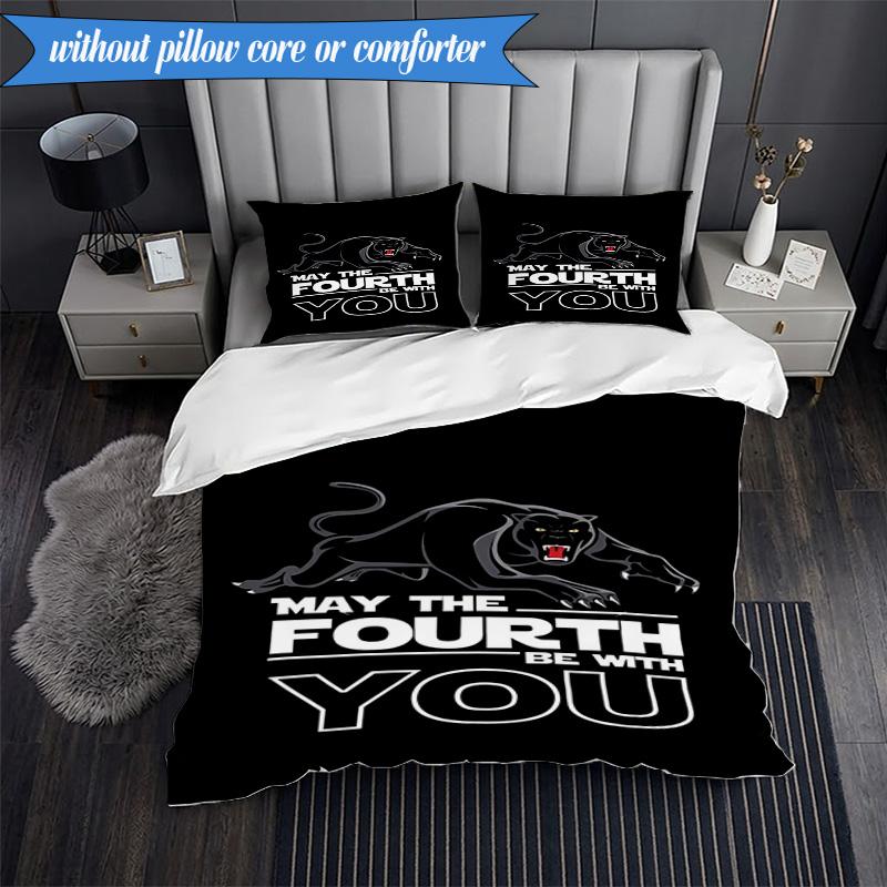 3PCS Panther Panthers Spirit Bedding Set 2D Printing (Includes 1 Duvet Cover + 2 Pillowcases Coreless), Bedroom decor,Fan Gift