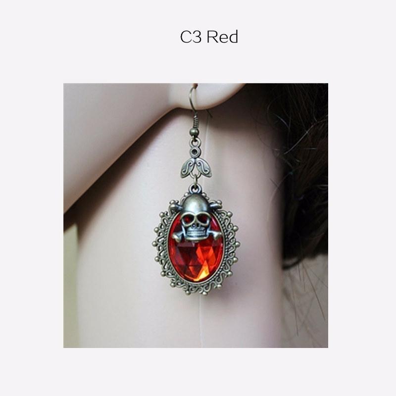 Women Fashion Gothic Halloween Crystal Skull Earrings Retro Personal Earrings Jewelry Accessories