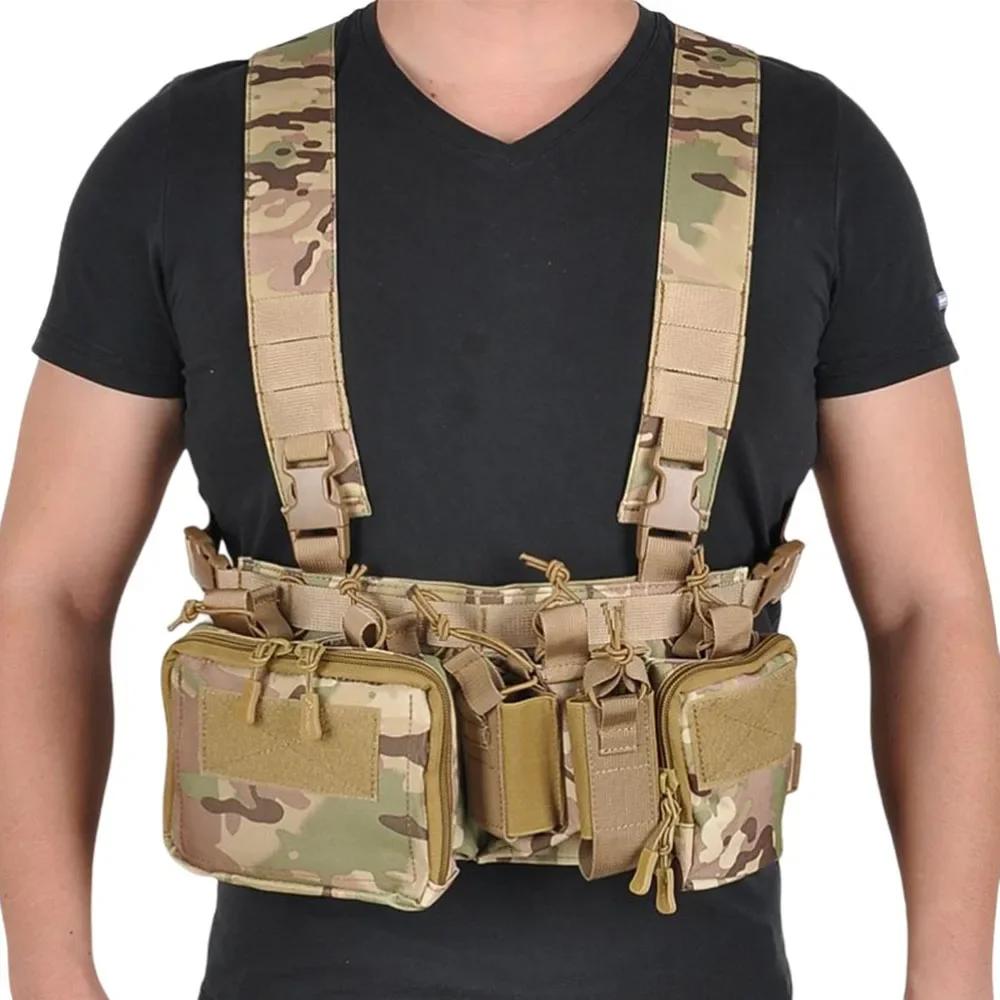 Tactical Chest Vest ToolBag Field Training Vest Multifunctional Camouflage Strap with Multi-Pocket Outdoor Camping CS Match Pack