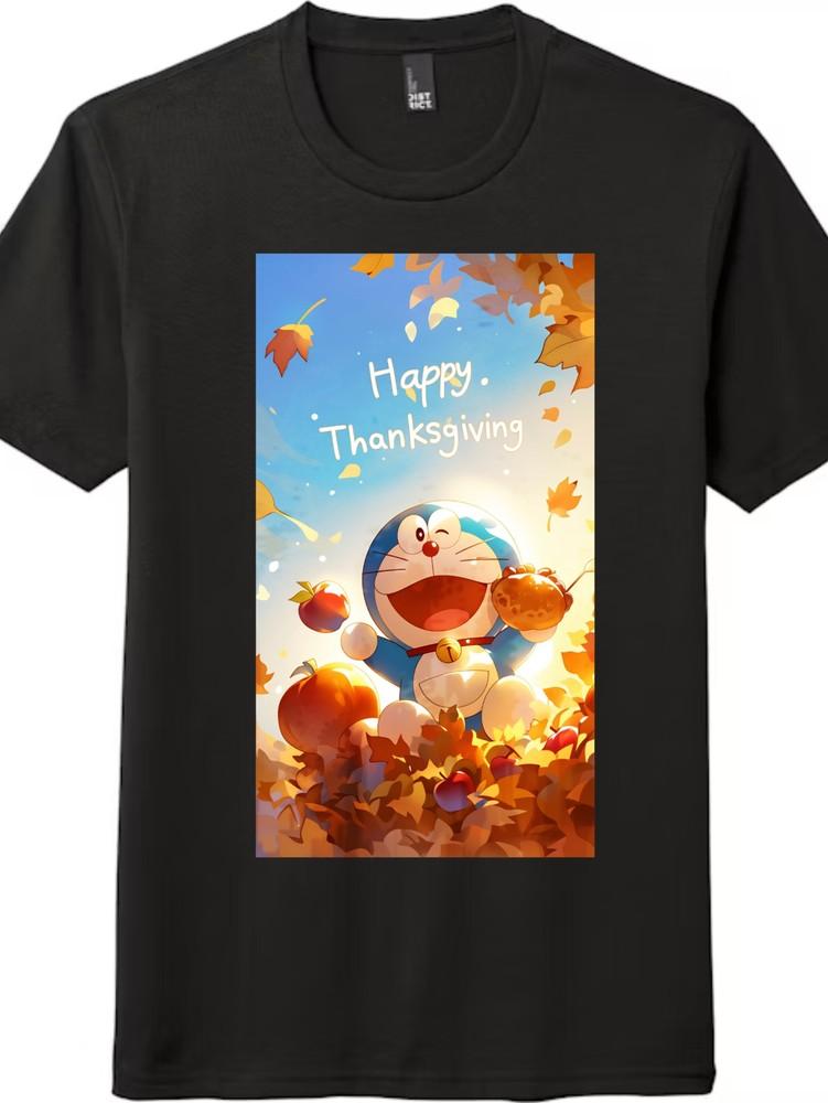 

Doraemon Happy Thanksgiving T-Shirt,Unisex Anime Graphic Tee|Holidayand Casual Wear 2XL
