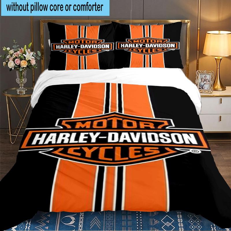 Harley-davidson Motorcycle Artwork 3PCS Bedding set,Ideal for 1pc Duvet Cover And 2pcs Pillowcases Perfect for Fan gift,Ideal for Bedroom, Dormitory