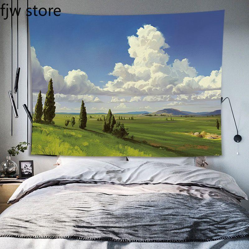 Starry Sky Moon Landscape Tapestry Room Aesthetic  Wall Hanging Art Background Cloth Bedroom Dormitory Home Decoration