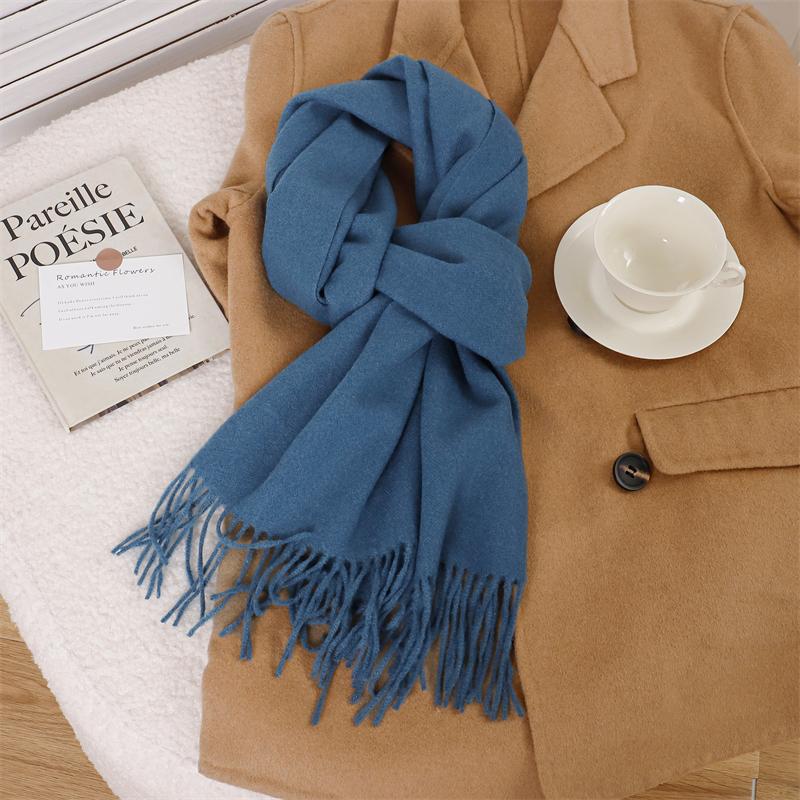 30*180cm Korea Styles Solid Color Cashmere Winter Warm Women Scarf Thicken Shawl Tassels Pashmina Hijab Wrap Windproof Foulard