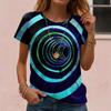 Women's Spring Summer 3D Stripe Printed Round Neck Short Sleeve Hoodie T-shirt