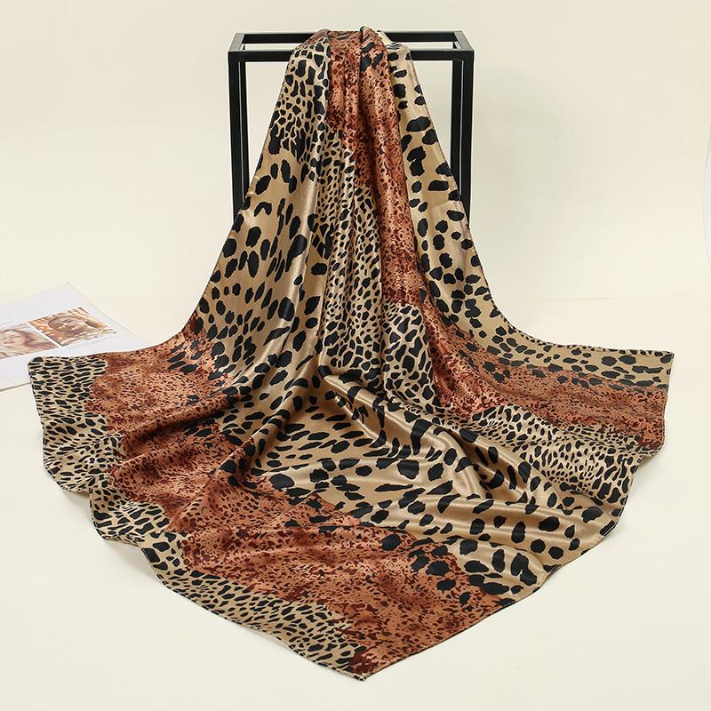 2025 Fashion Silk Square Scarf for Women Hair Band Soft Neckerchief Vintage Hijab Flower Print Headscarf Female Pashmina Bandana