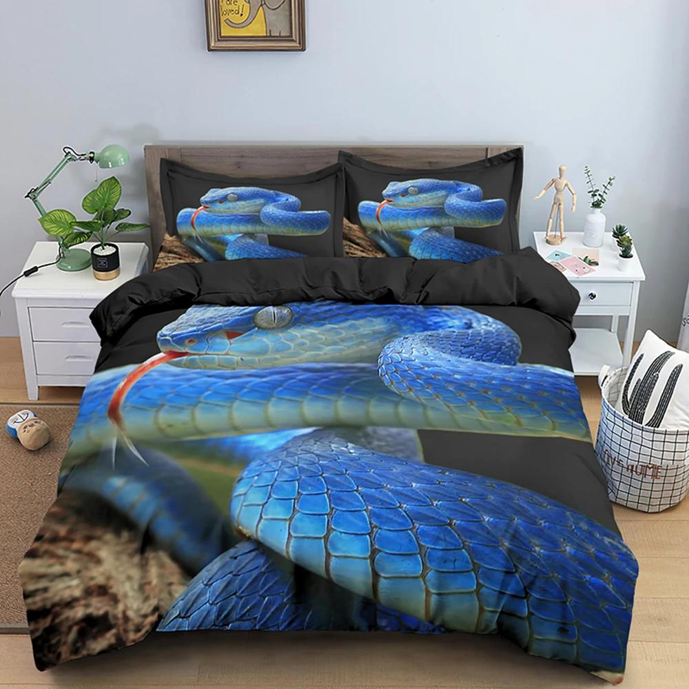 

Original Snake Patern Soft Duvet Cover Set King-Sized Dimensionsd Dimensions Snake Beding Set featuring Pilowcase Comfortable Quilt Cover 2/3PCS 100*200cm Single