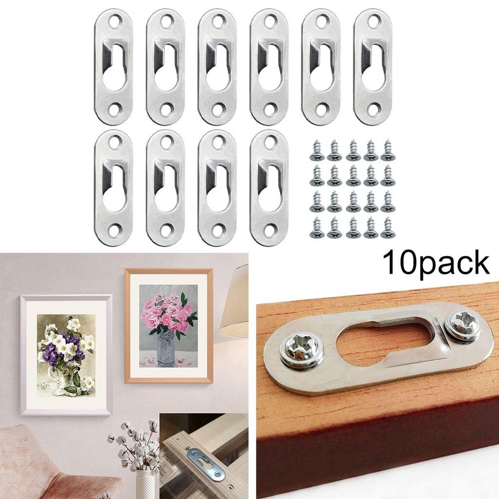10pcs/set Heavy Duty Keyhole Picture Frame Hangers Two Hole Hanging Bracket Plate Metal Mounting Shelves Cabinets Hangers
