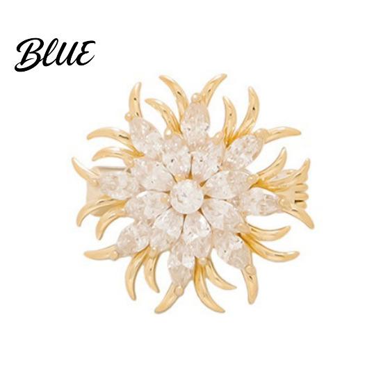 Chrysanthemum Design Scarf Pin Women Brooch High-Gloss Rhinestone Inlay Sparkling