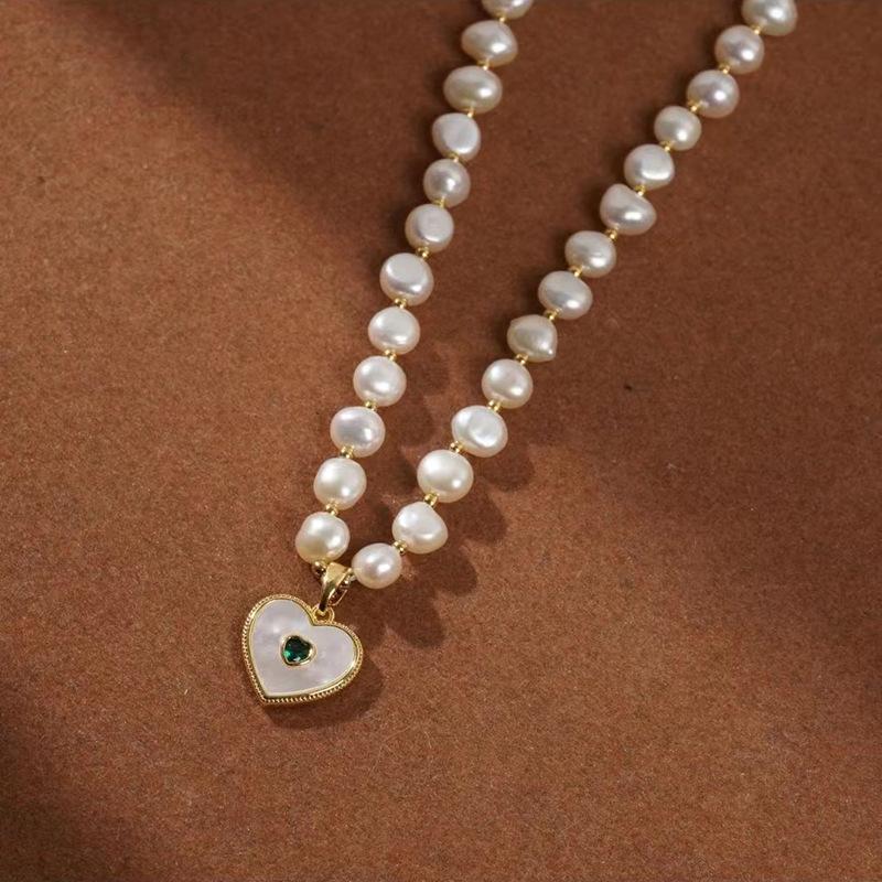 Romantic Love Heart Natural Baroque Freshwater Pearl 14K Gold Filled Ladies Pendant Necklace  Women Wedding Gifts