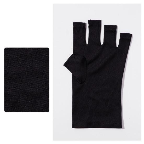 Yousheng 1 Pair Fingerless Nail Gloves Elastic Breathable Professional Nail Art Skin Care Polyester Nail Lamp Light Anti UV Gloves Manicure Tools