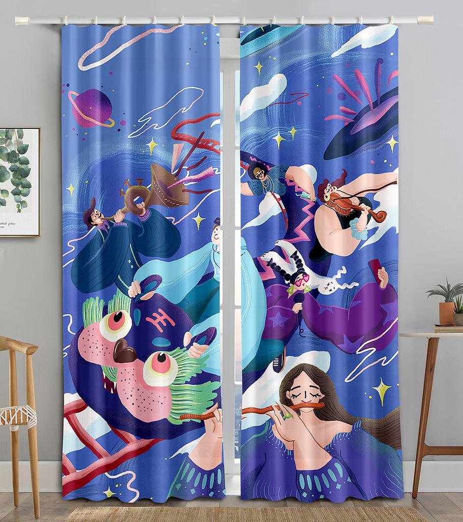 Chinese Traditional Festivals ColorfulBlackout Window Area Curtain Piece Living Interior Room Bed Chamber Bathroom Kitchen Door Storage Cabinet D
