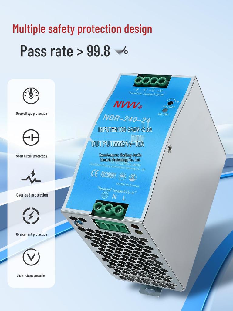 NVVV DIN Rail Switching Power Supply 220V To 12/24V DC Transformer DR/NDR/EDR Series
