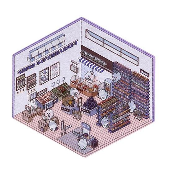 Zestaw naklejek 3D DIY Łagodzący stres Wielorazowe naklejki sceniczne z pęsetą Supermarket Kawa