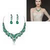 Necklace Earring Set Green Shiny Exquisite Women Decorative Jewelry for Wedding Anniversary