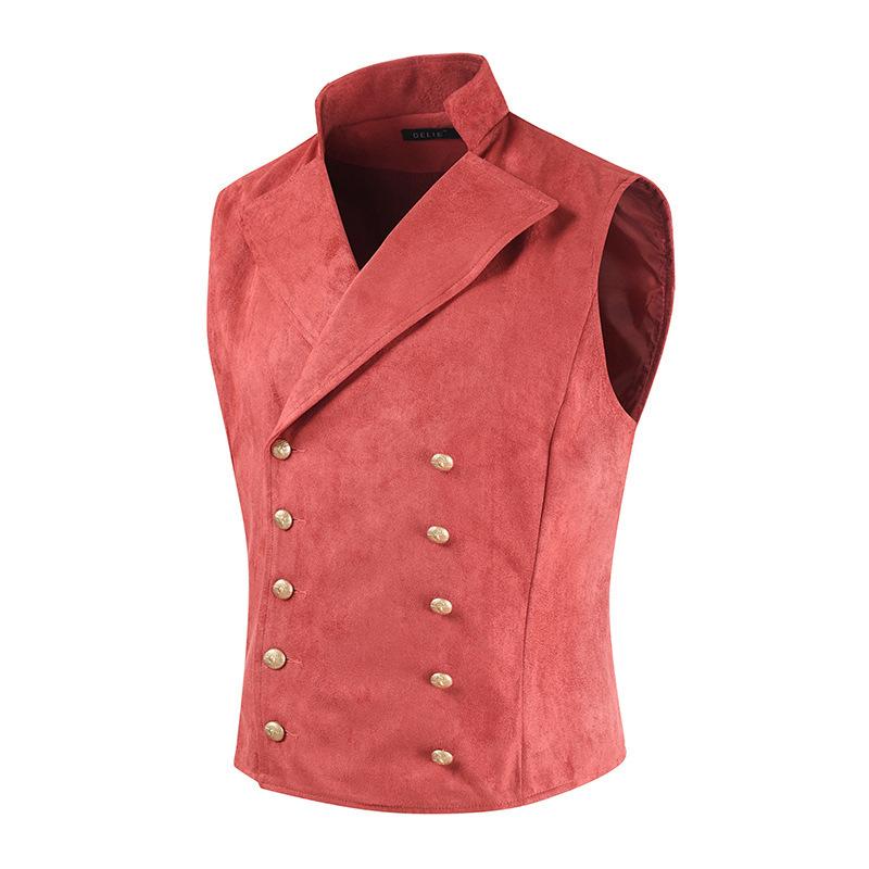 2025 Spring And Autumn New Men'S Solid Color Vest Double Breasted Slim Fashion Men'S Business Vest