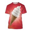 Ice Cream 3D Printing T-shirt Colorful Likeable Summer Clothing For T Shirt Men And Kids Funny Intersting Design 2024 New Tee