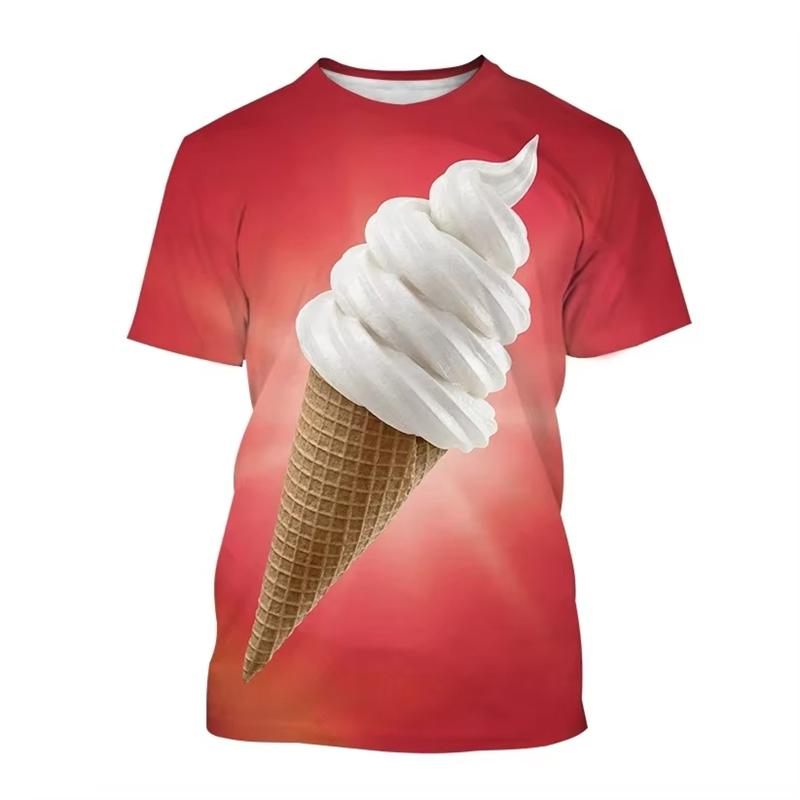 Ice Cream 3D Printing T-shirt Colorful Likeable Summer Clothing For T Shirt Men And Kids Funny Intersting Design 2024 New Tee