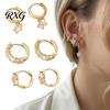 Delicate Star Shaped Ear Jewelry 3 Pairs Zirconia Flower Drop Earrings, Minimalist Dangle Earrings Lightweight Gold for Girls Women, Hypoallergenic