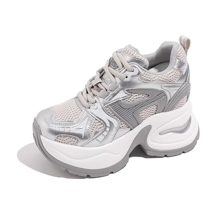 Hong Kong HK little dad shoes women 2025 autumn new muffin thick sole inner height increase 8CM casual sports shoes