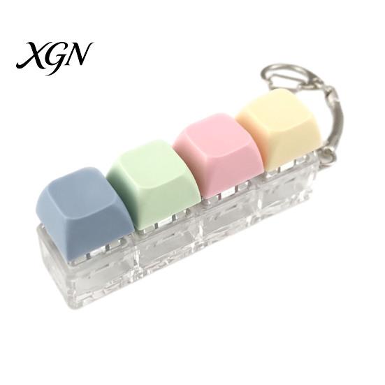 Sensory Fidget Gadget 3/4-Keys Keyboard Toy, Stress Relief Push Button Finger Students Focus Aid Clicker Keychain, Pocket Size Mechanical