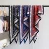 New Denim Blue Printed Triangle Scarf Waist Seal Multi-functional Sunscreen Shawl Headscarf Scarf High-end Waist Silk Scarf
