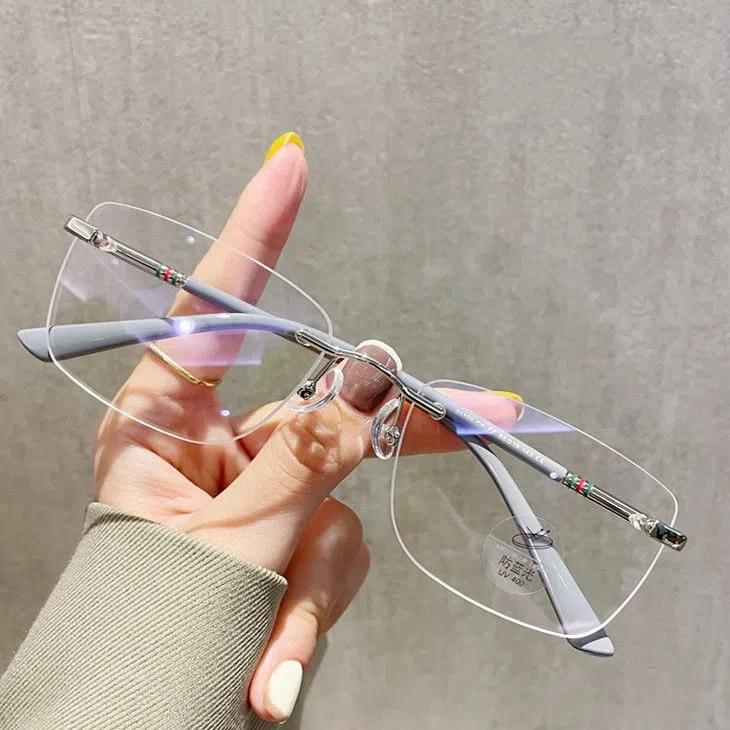 

Модные безрамные анти-синие очки для близорукости, квадратные компьютерные очки в стиле ретро, ​​против усталости, от 0 до -6,0 -5.0 серый