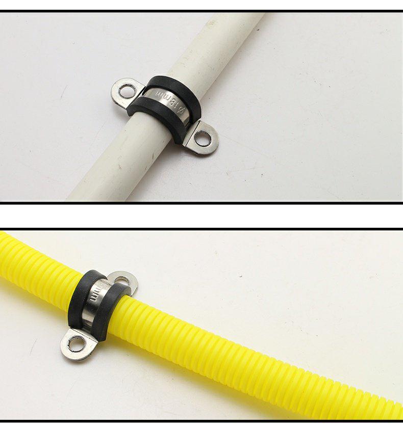 304 Stainless Steel Saddle Clamp with Rubber Strip - Pipe Support and U-Bolt Hose Clip