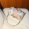 Metal Diamond-encrusted Flower Pearl Vegetable Basket Bag Dinner Diamond Light Luxury Bucket Hand-held Cylinder Messenger Bag
