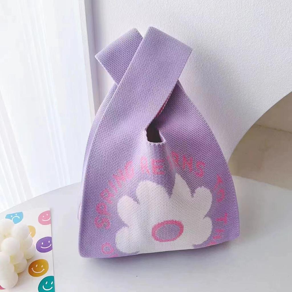 Holiday gift bag knitted bag Muse festival cute flowers to send staff handbag Korean version style gift knitted bag