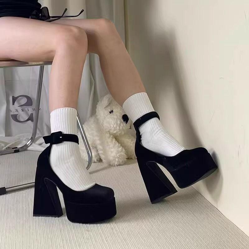 Coarse Heel Mary Jane Shoes with Large Size Waterproof Table Barbie Shoes Women's 2025 New Spice Girls Sexy High Heels