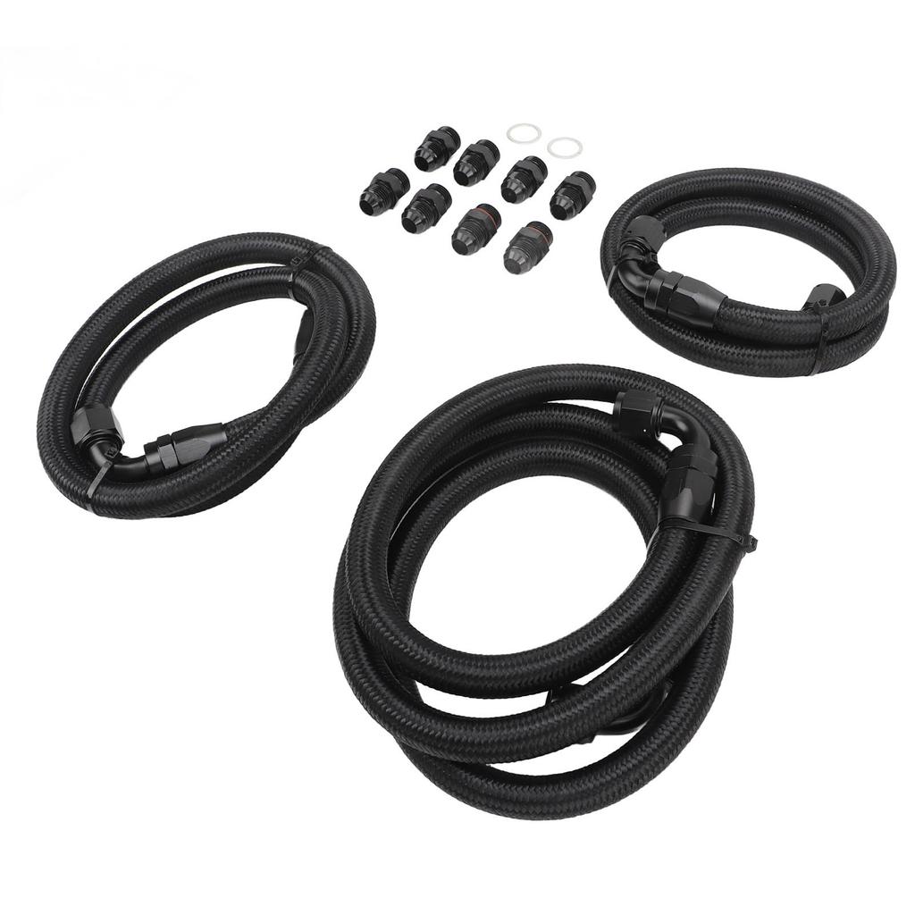 Transmission Cooler Lines Black Anodized Hose Fitting Kit Replacement for Chevy 6.6L for Duramax LLY LBZ LMM 2006‑2010