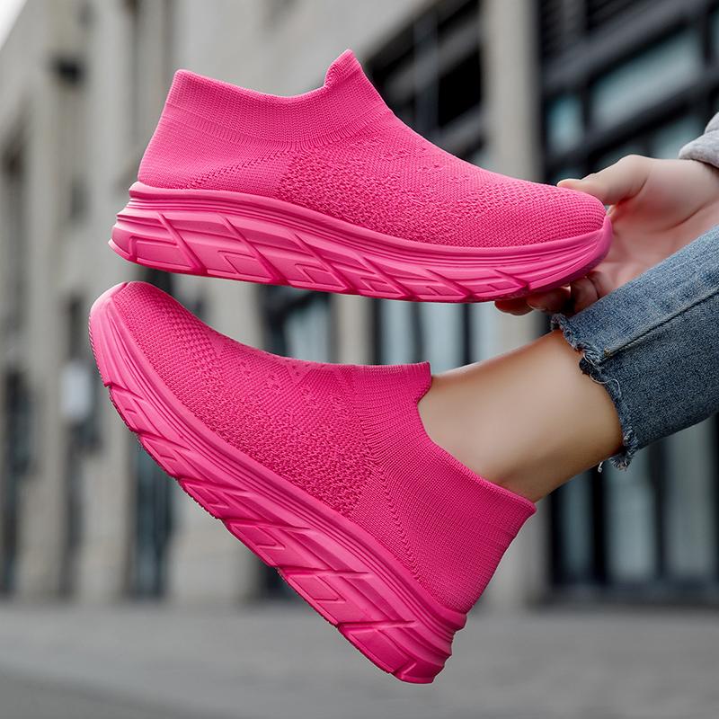 Knitted Socks Shoes Men Women Fashion Platform Shoes Lightweight Breathable Slip-on Casual Walking Shoes