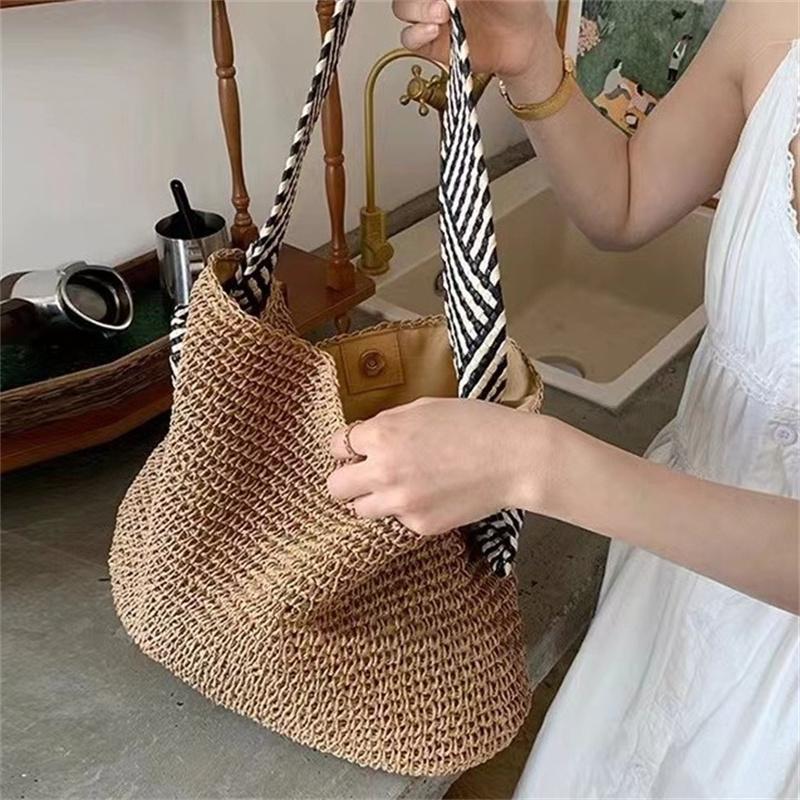 Ladies Fashi Summer Straw Crossbody Bag Women Beach Holiday Shopping Woven Shoulder Handbag Messenger Purses For Women Bags
