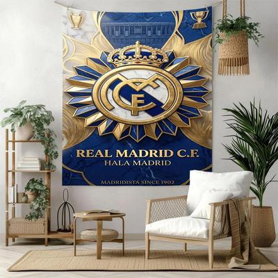 Real Madrid Wall Decor Tapestry Art For Pet Memorial Birthdaywedding Party Backdrop Family Gift