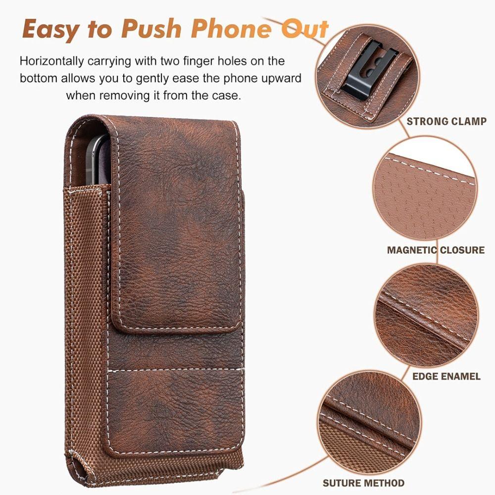 Card Slot Belt Hanging Pouch Vertical Phone Belt Clip Mobile Phone Waist Bag  Retro Style