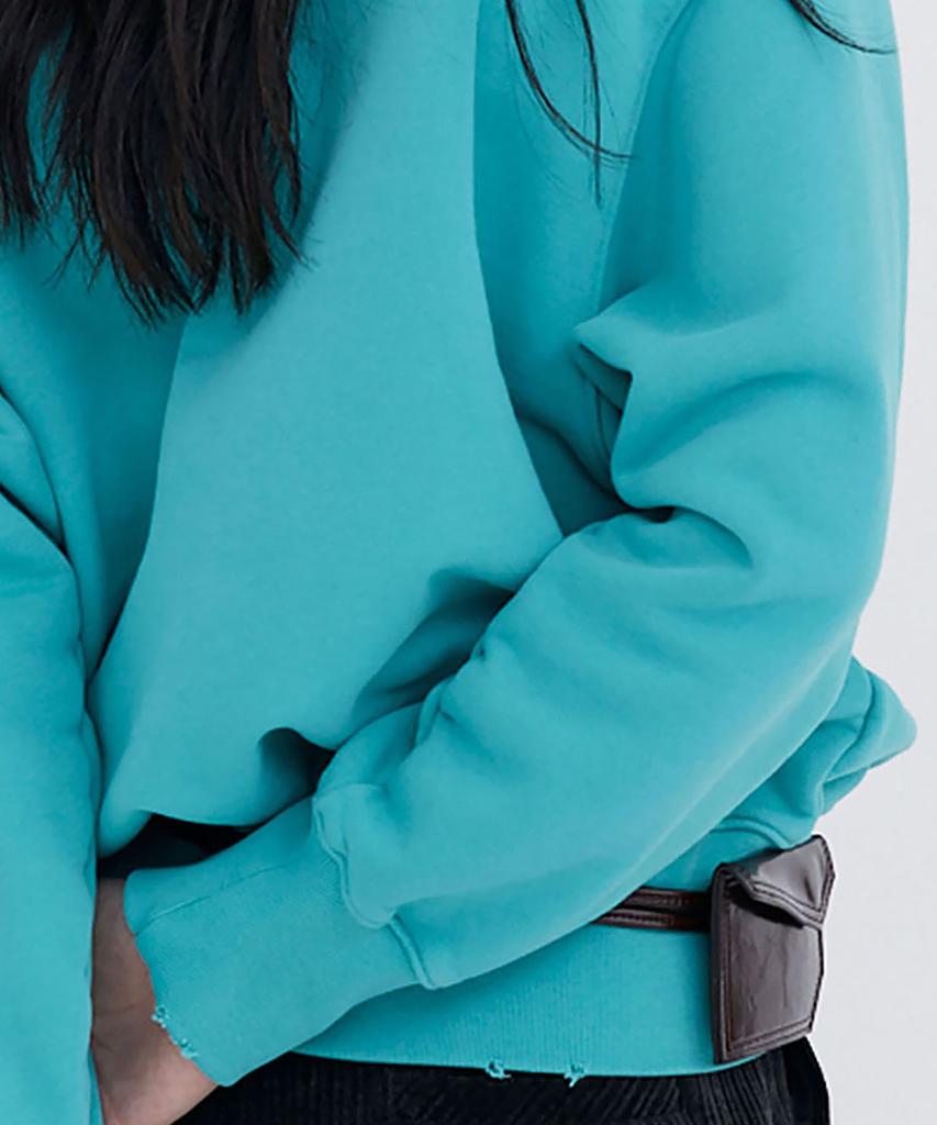 WNDERKAMMER Damage V-Neck Sweatshirt_Mint