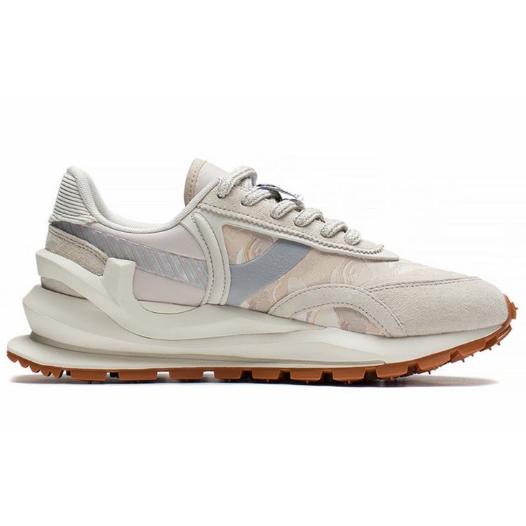 Li Ning Fang Yuan Eternal Fabric Leather Trendy Sports Shock Absorbing Non-Slip Wear-Resistant Breathable Lightweight Low-Top Running Shoes AZGS079-2
