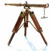 Brass Telescope With Wooden Tripod Stand Maritime Nautical Vintage Desk Décor
