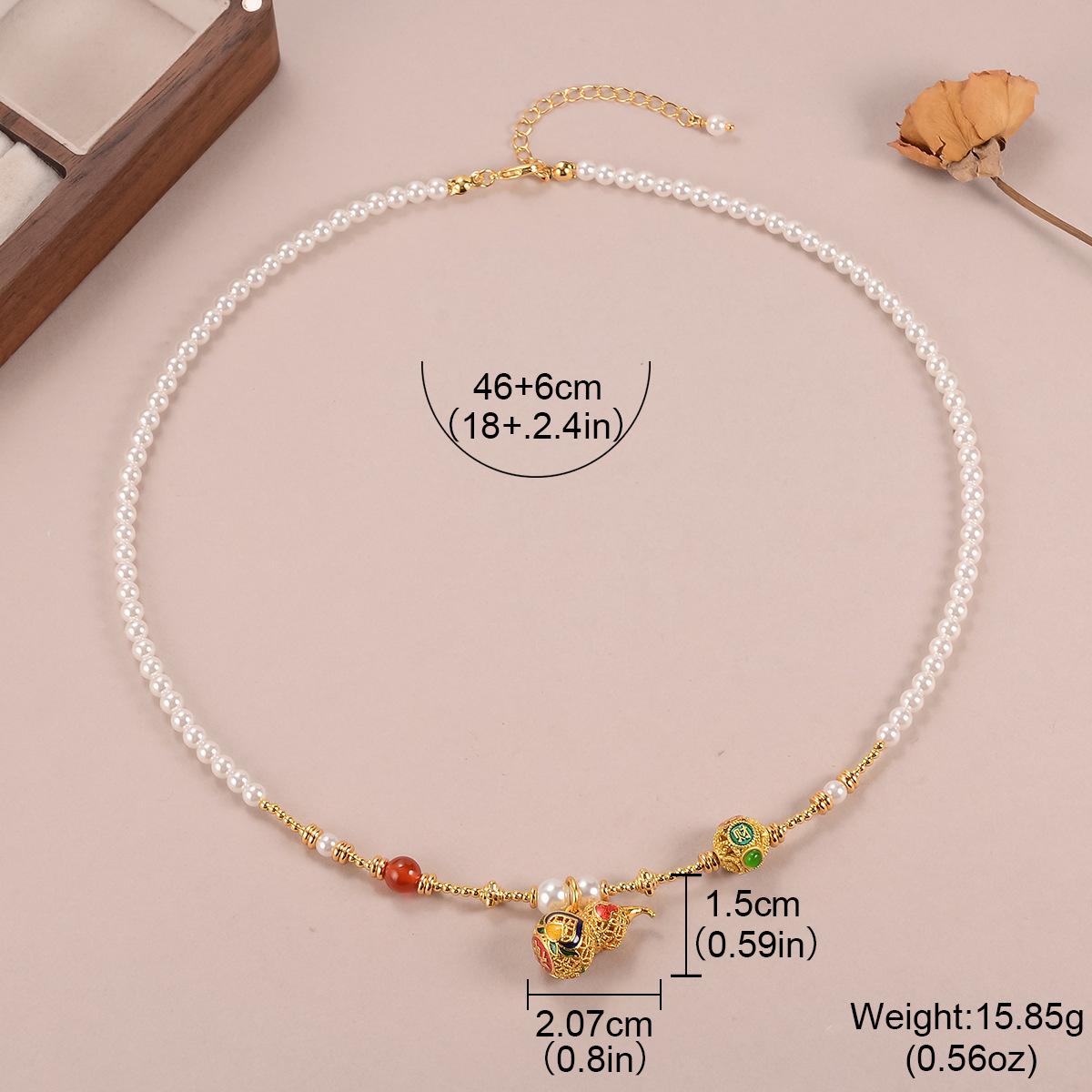 

New Chinese retro safety lock butterfly pearl necklace women s medieval high temperament fashion versatile exquisite collarbone chain