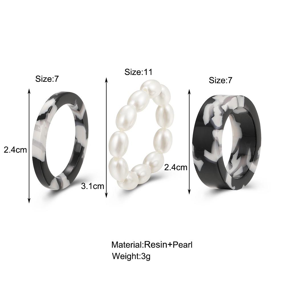 iF ME Set de 3 bucăți/set de inele din rășină cu perle de moda coreeană cu imprimeu leopard Inele maro negre accesorii femei
