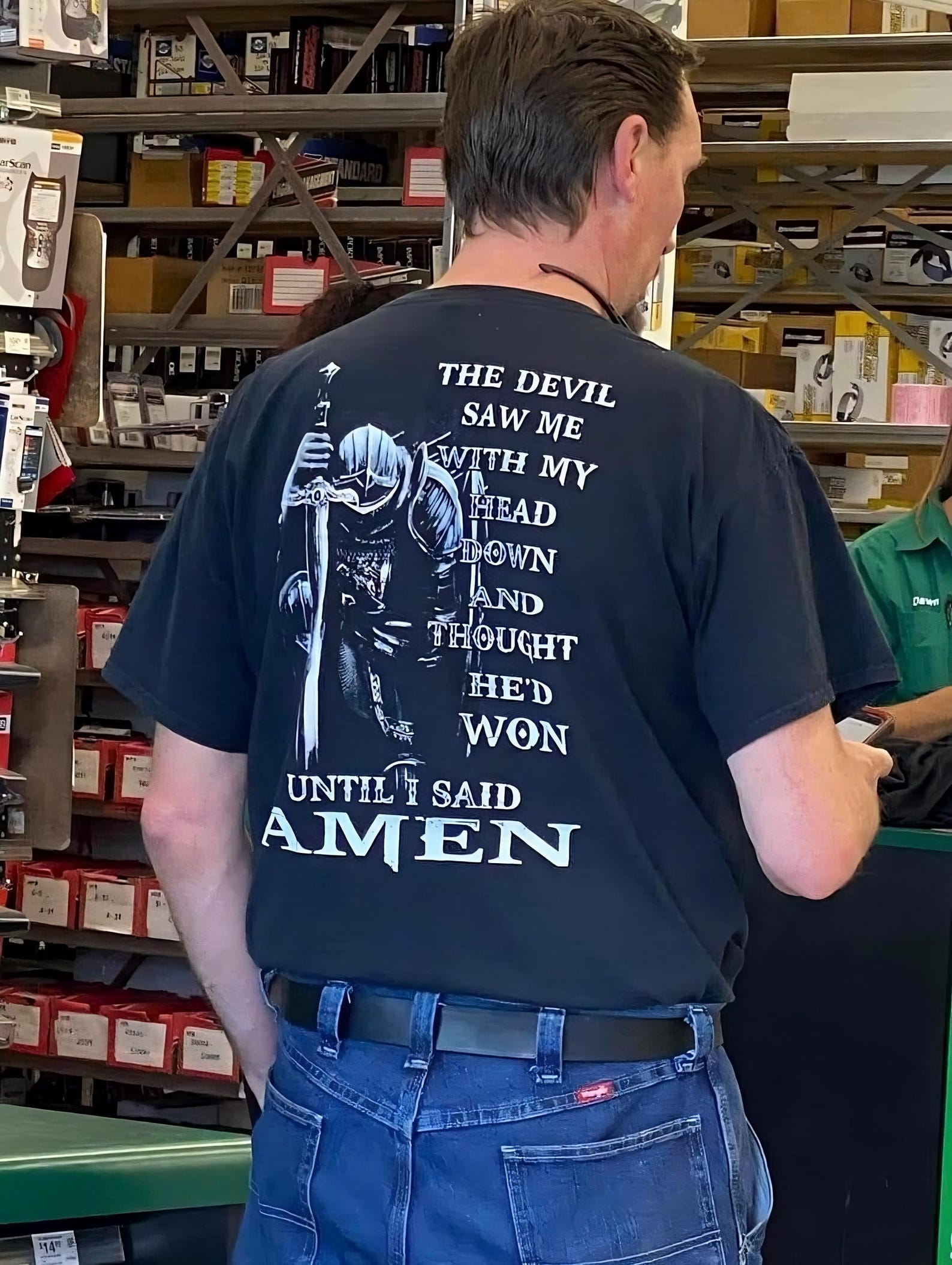 Amen Meme T-Shirt: Funny Christian Humor Unisex Tee S